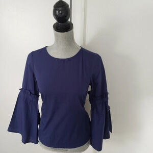 DIZZY LIZZY Women's Navy Blue Blouse Top Bell Slee